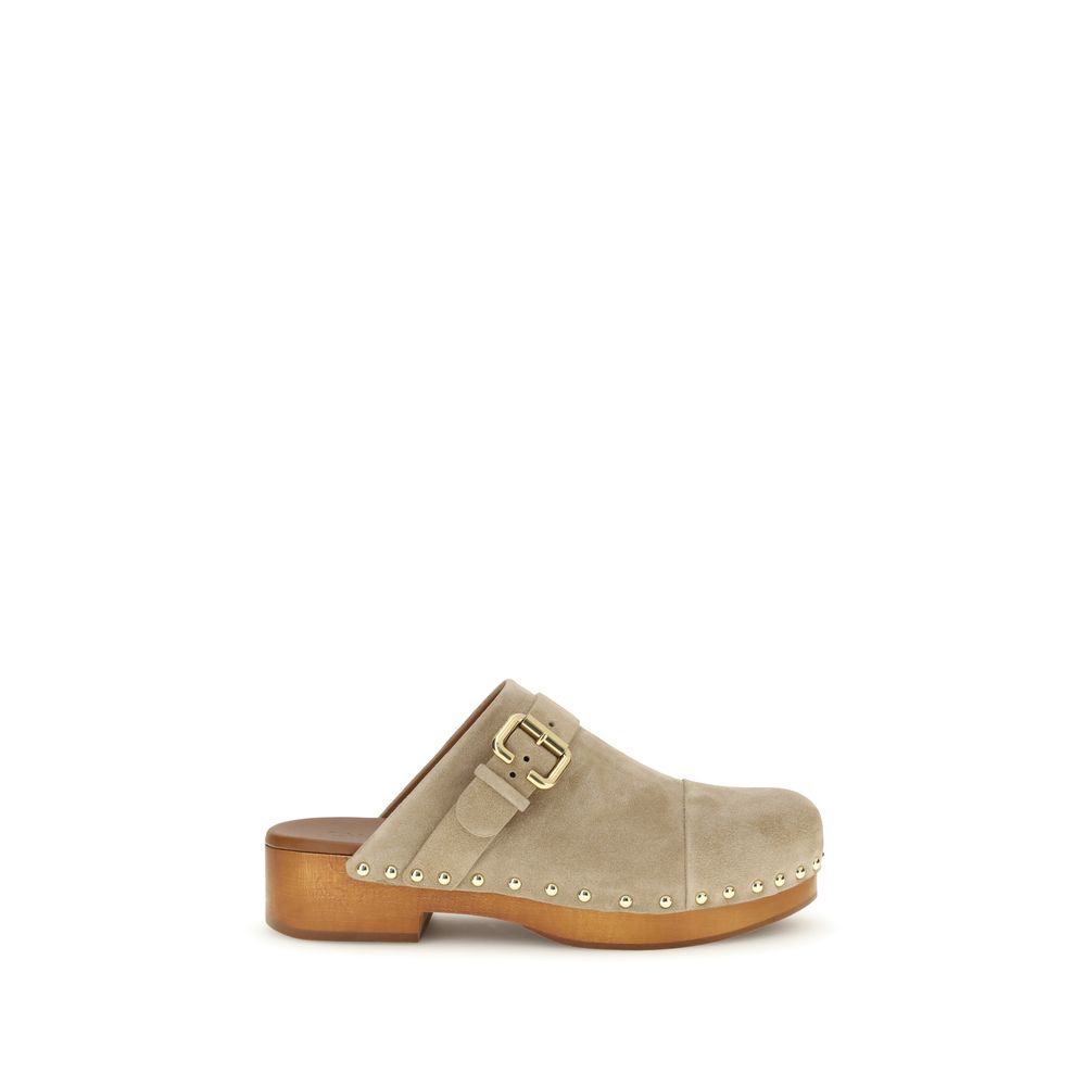 2026 New Arrival Chloé Beige Calf Leather Bos Taurus Clogs