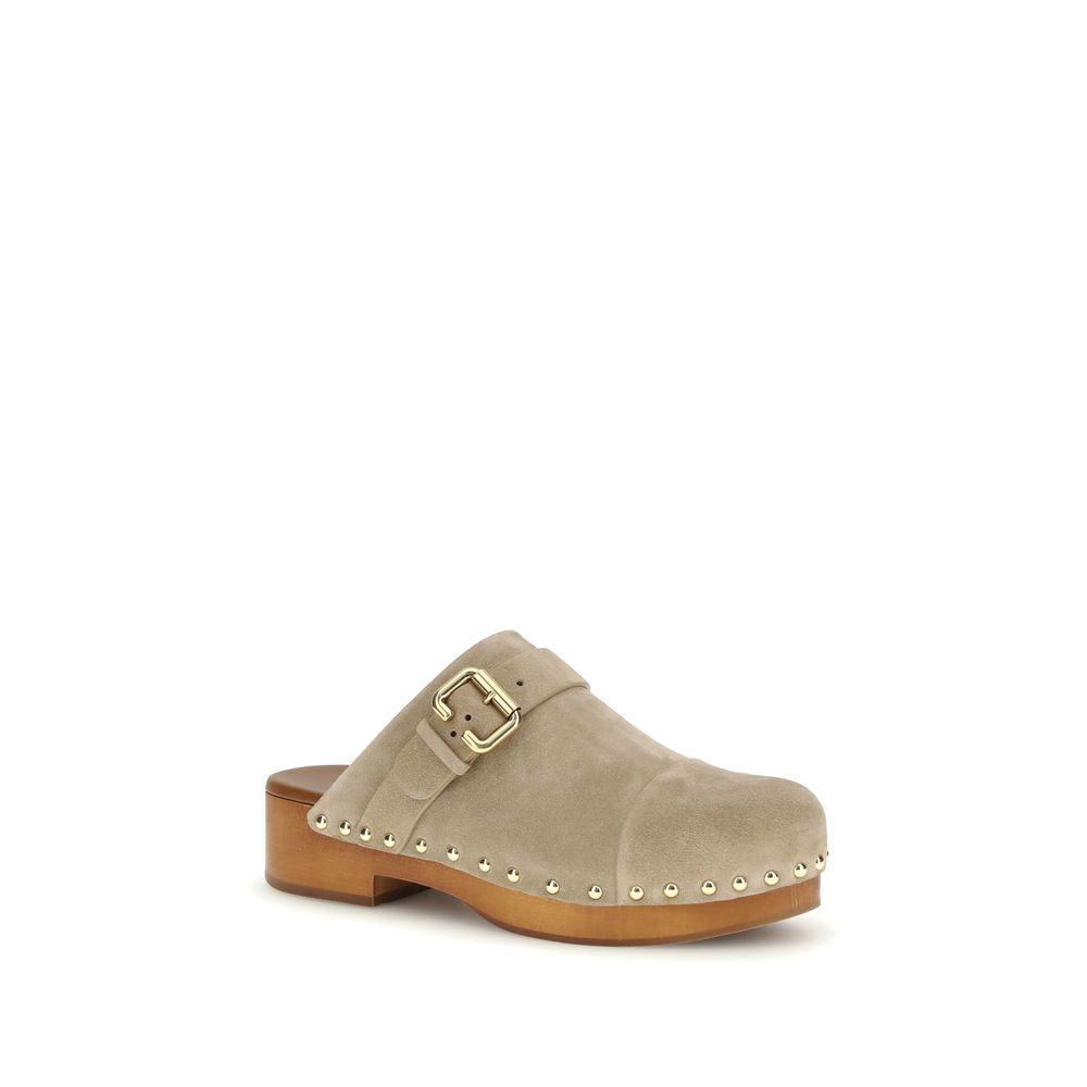 2026 New Arrival Chloé Beige Calf Leather Bos Taurus Clogs