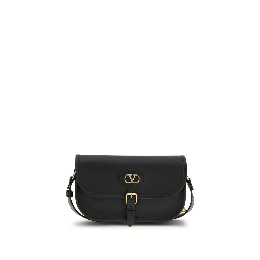 2026 New Arrival Valentino Garavani Black Calf Leather Bos Taurus Shoulder Bag