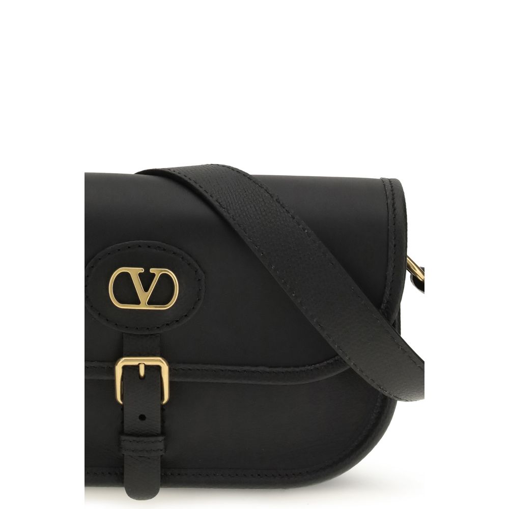 2026 New Arrival Valentino Garavani Black Calf Leather Bos Taurus Shoulder Bag