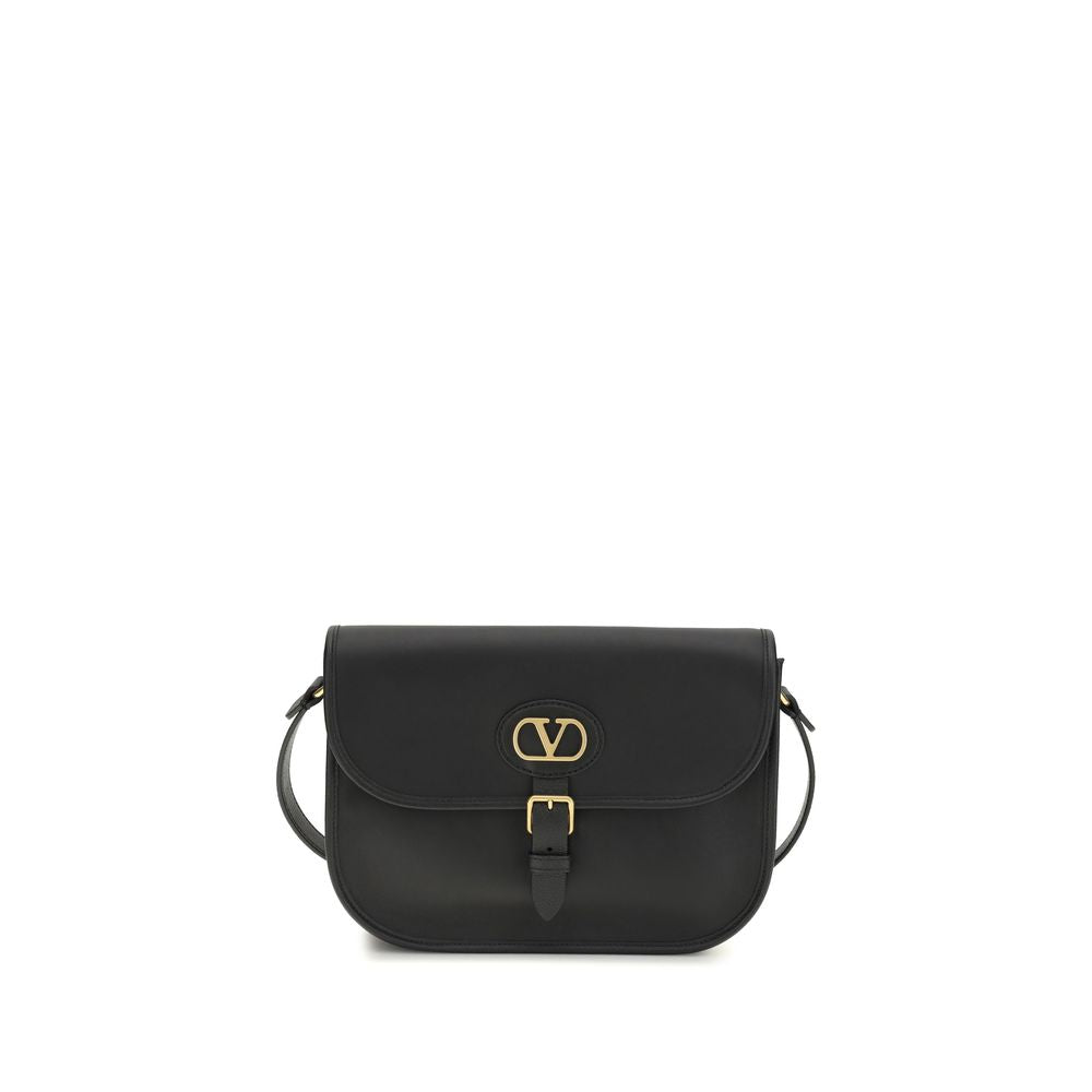2026 New Arrival Valentino Garavani Black Calf Leather Bos Taurus Shoulder Bag