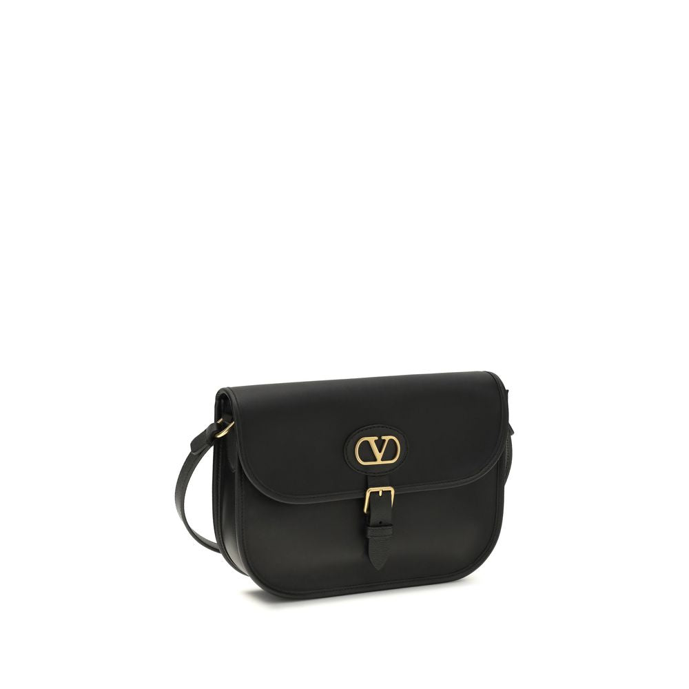 2026 New Arrival Valentino Garavani Black Calf Leather Bos Taurus Shoulder Bag