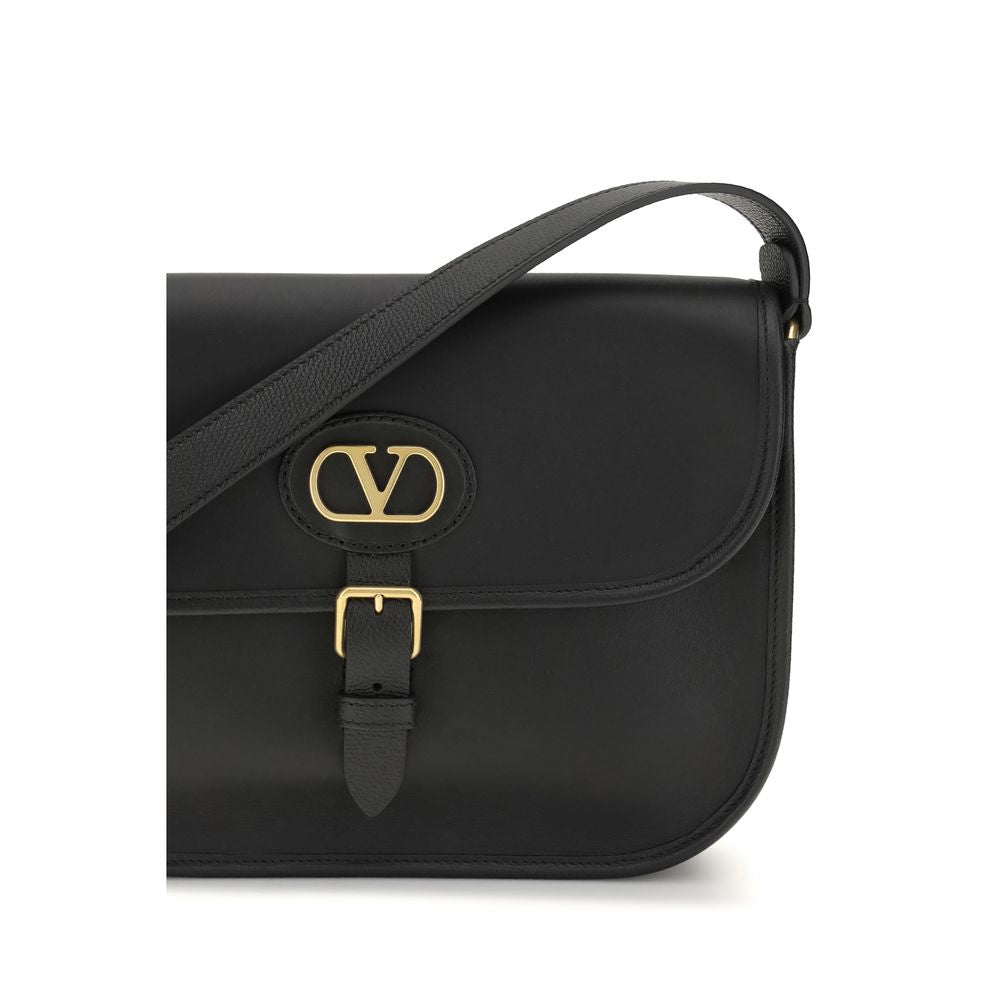 2026 New Arrival Valentino Garavani Black Calf Leather Bos Taurus Shoulder Bag