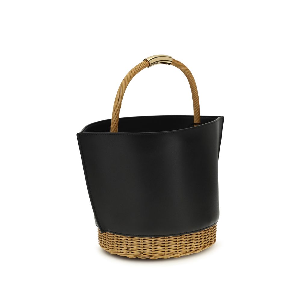 2026 New Arrival Sacai Black Calf Leather Bos Taurus Shoulder Bag