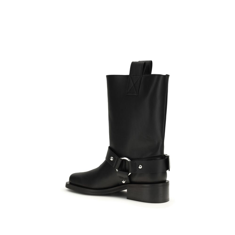 2026 New Arrival Ganni Black Calf Leather Bos Taurus Lace-Up Boots