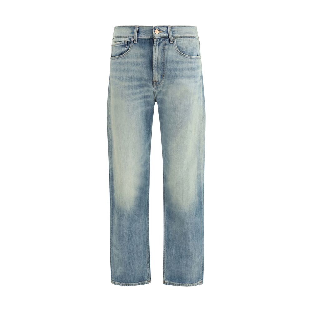 2026 New Arrival 7FOR Blue Cotton Relaxed Fit Jeans