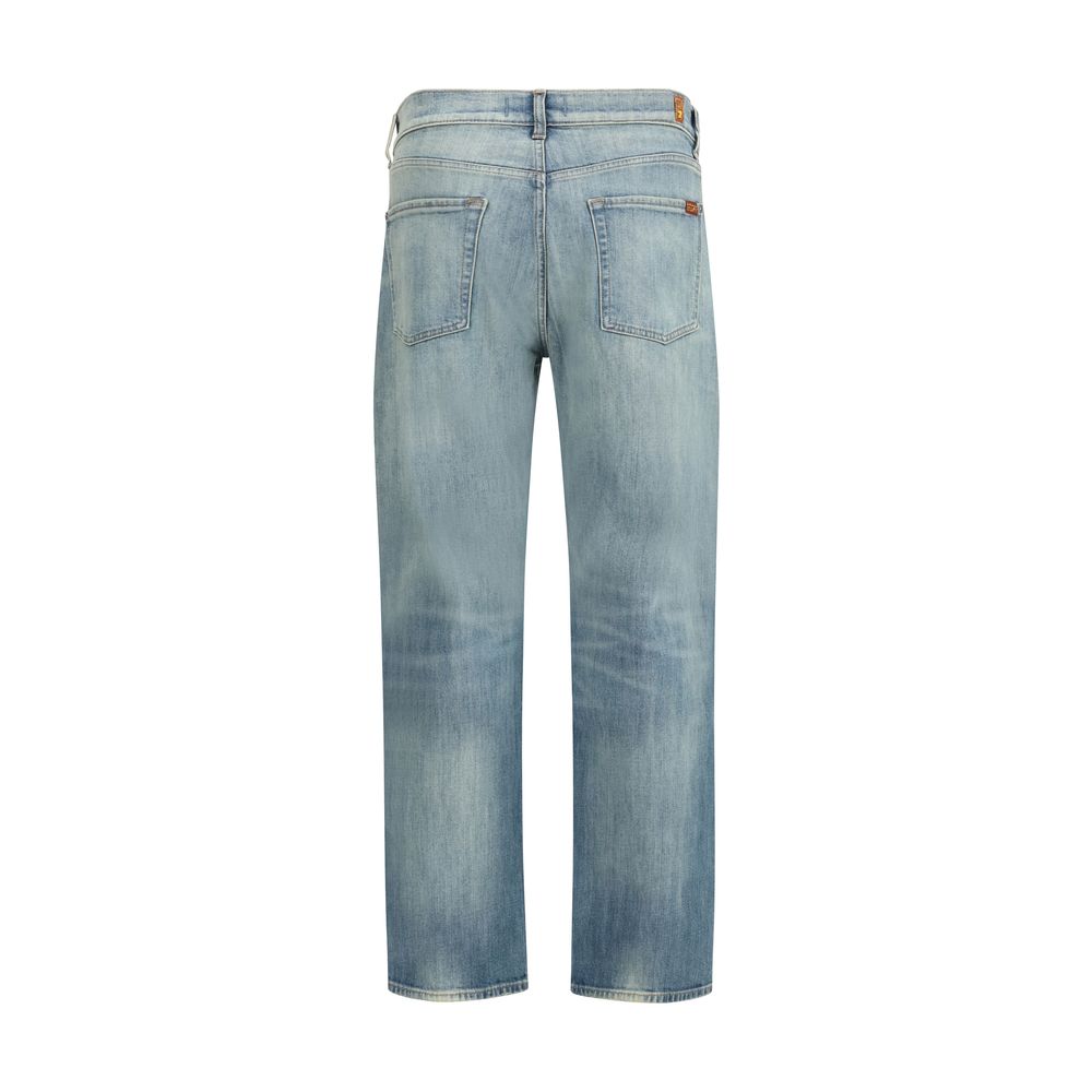 2026 New Arrival 7FOR Blue Cotton Relaxed Fit Jeans