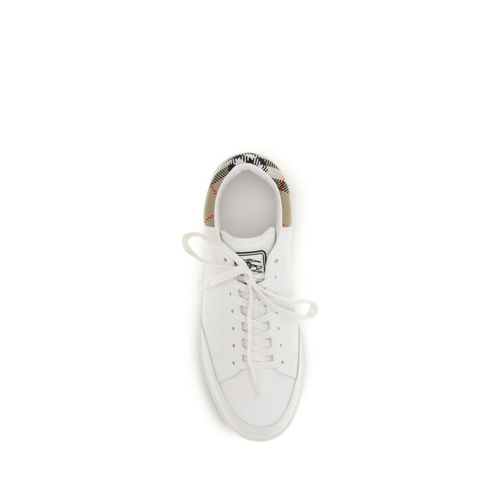 2026 New Arrival Burberry White Calf Leather Bos Taurus Low Top Sneakers