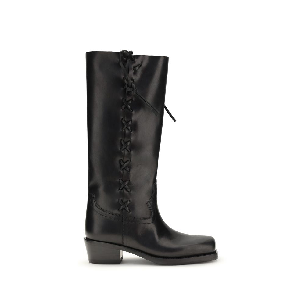 2026 New Arrival Paris Texas Black Calf Leather Bos Taurus Lace-Up Boots