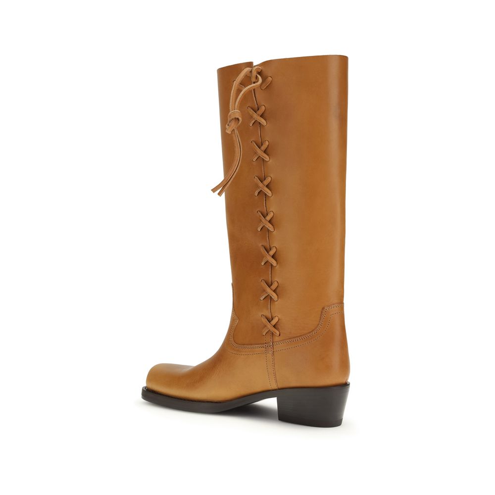 2026 New Arrival Paris Texas Brown Calf Leather Bos Taurus Lace-Up Boots
