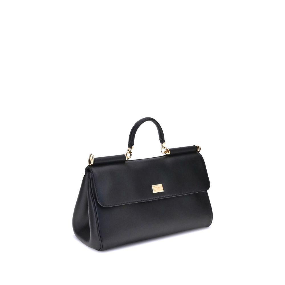 2026 New Arrival Dolce & Gabbana Black Calf Leather Bos Taurus Shoulder Bag