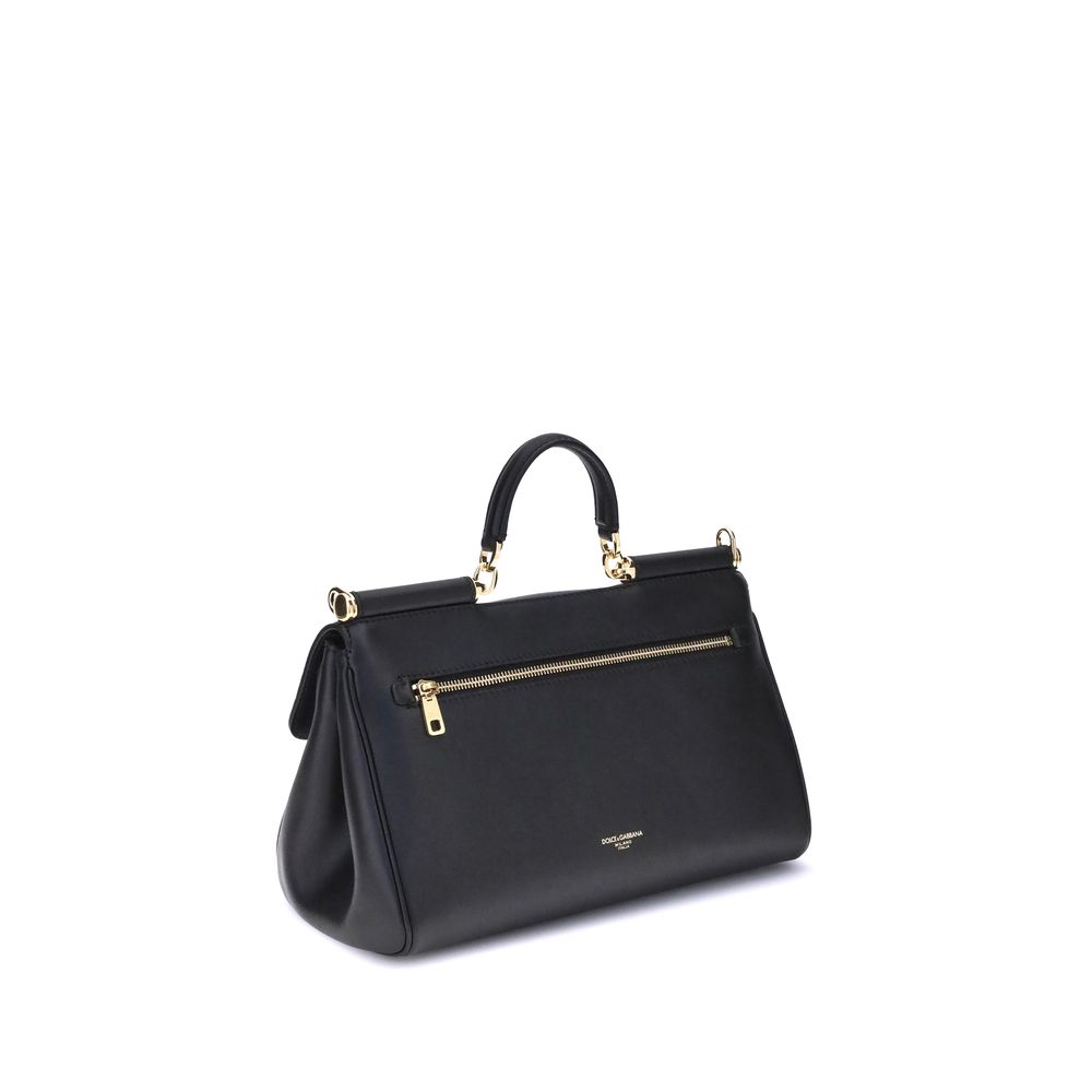 2026 New Arrival Dolce & Gabbana Black Calf Leather Bos Taurus Shoulder Bag