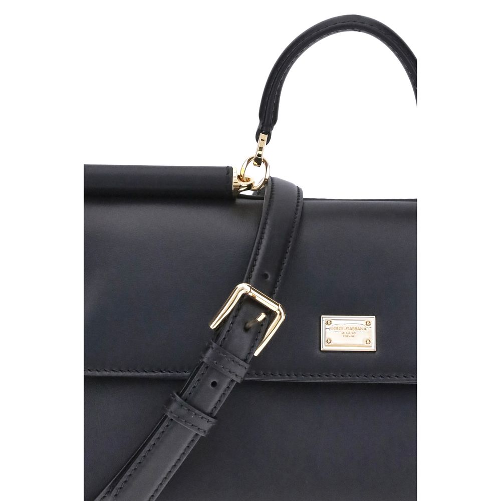 2026 New Arrival Dolce & Gabbana Black Calf Leather Bos Taurus Shoulder Bag