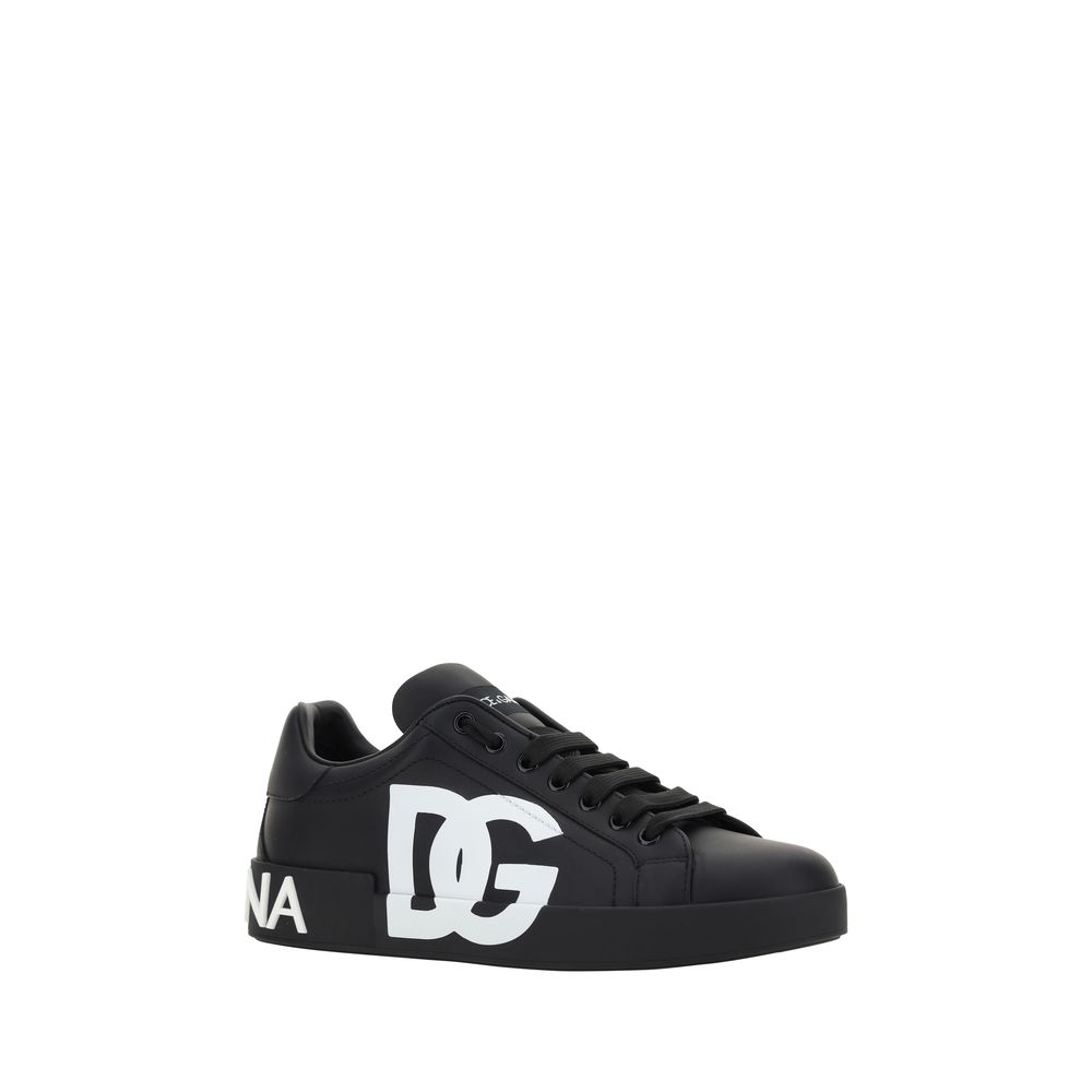 2026 New Arrival Dolce & Gabbana Black Calf Leather Bos Taurus Low Top Sneakers