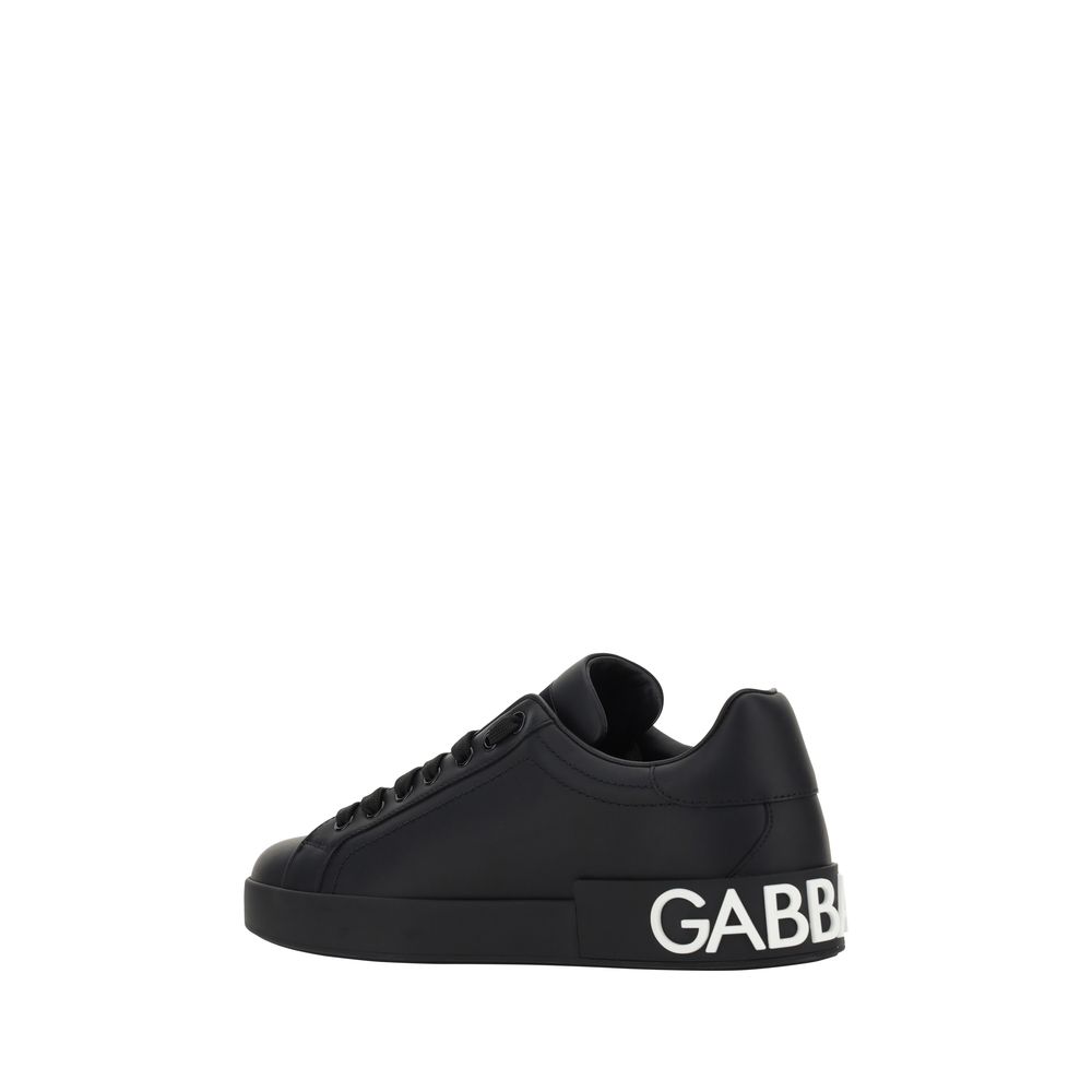 2026 New Arrival Dolce & Gabbana Black Calf Leather Bos Taurus Low Top Sneakers