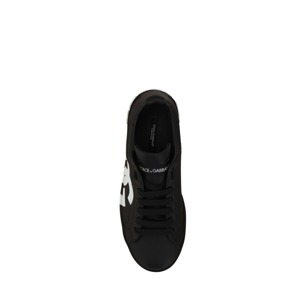 2026 New Arrival Dolce & Gabbana Black Calf Leather Bos Taurus Low Top Sneakers