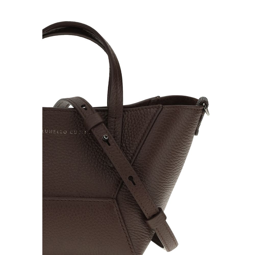 2026 New Arrival Brunello Cucinelli Bordeaux Calf Leather Bos Taurus Shoulder Bag