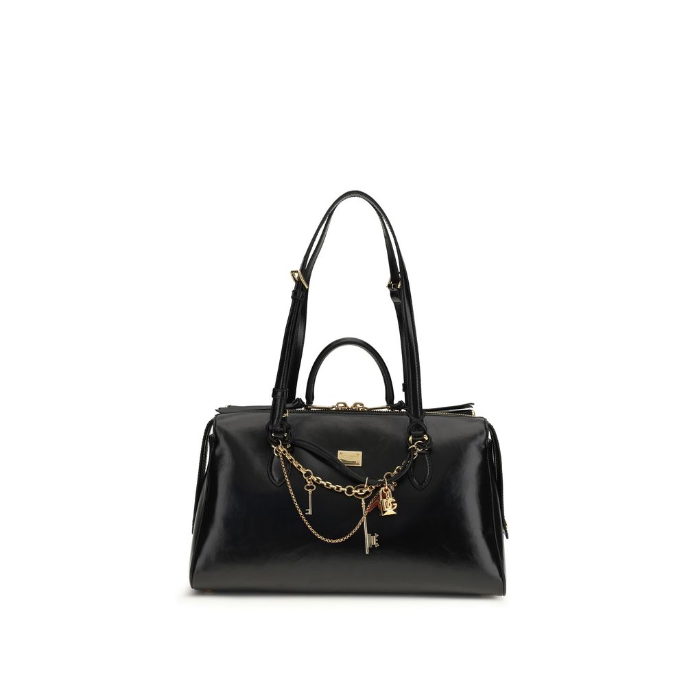 2026 New Arrival Dolce & Gabbana Black Calf Leather Bos Taurus Shoulder Bag