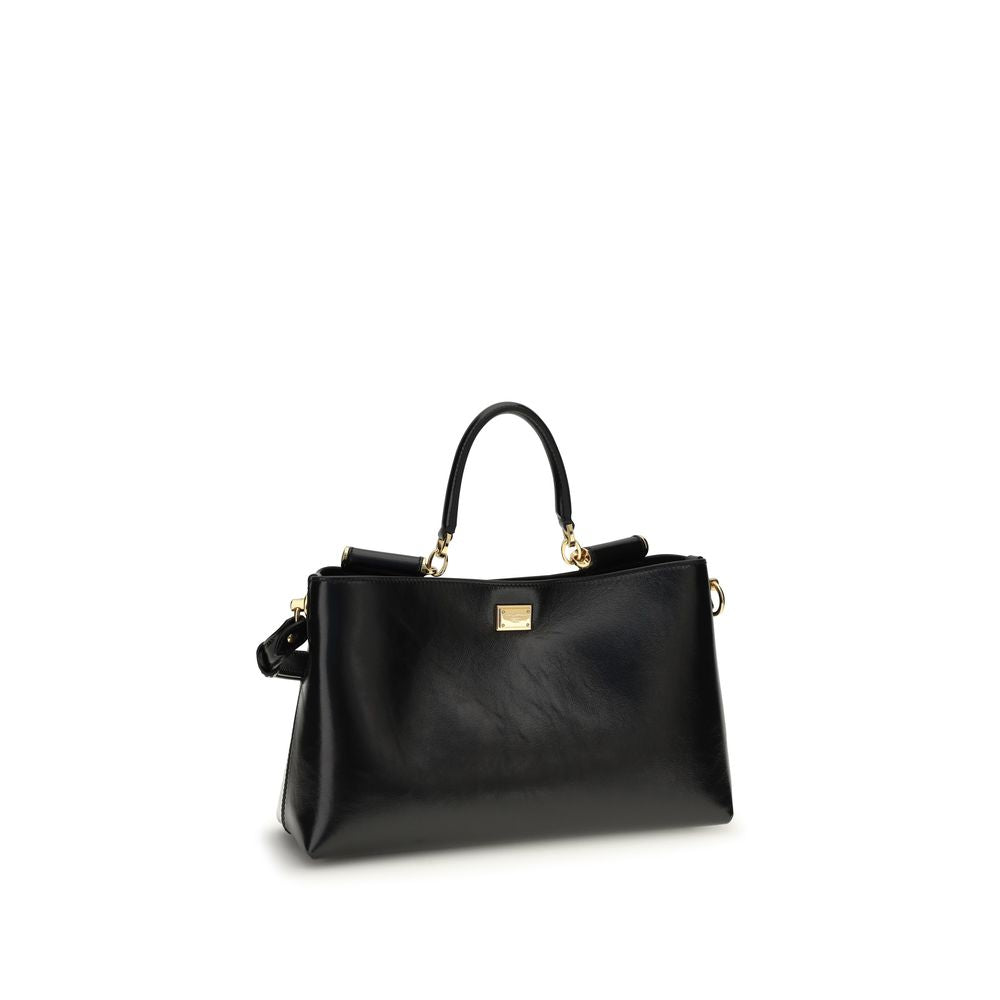 2026 New Arrival Dolce & Gabbana Black Calf Leather Bos Taurus Shoulder Bag