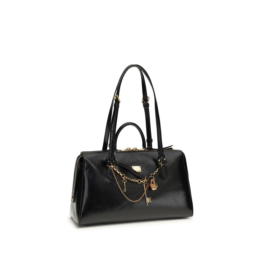 2026 New Arrival Dolce & Gabbana Black Calf Leather Bos Taurus Shoulder Bag