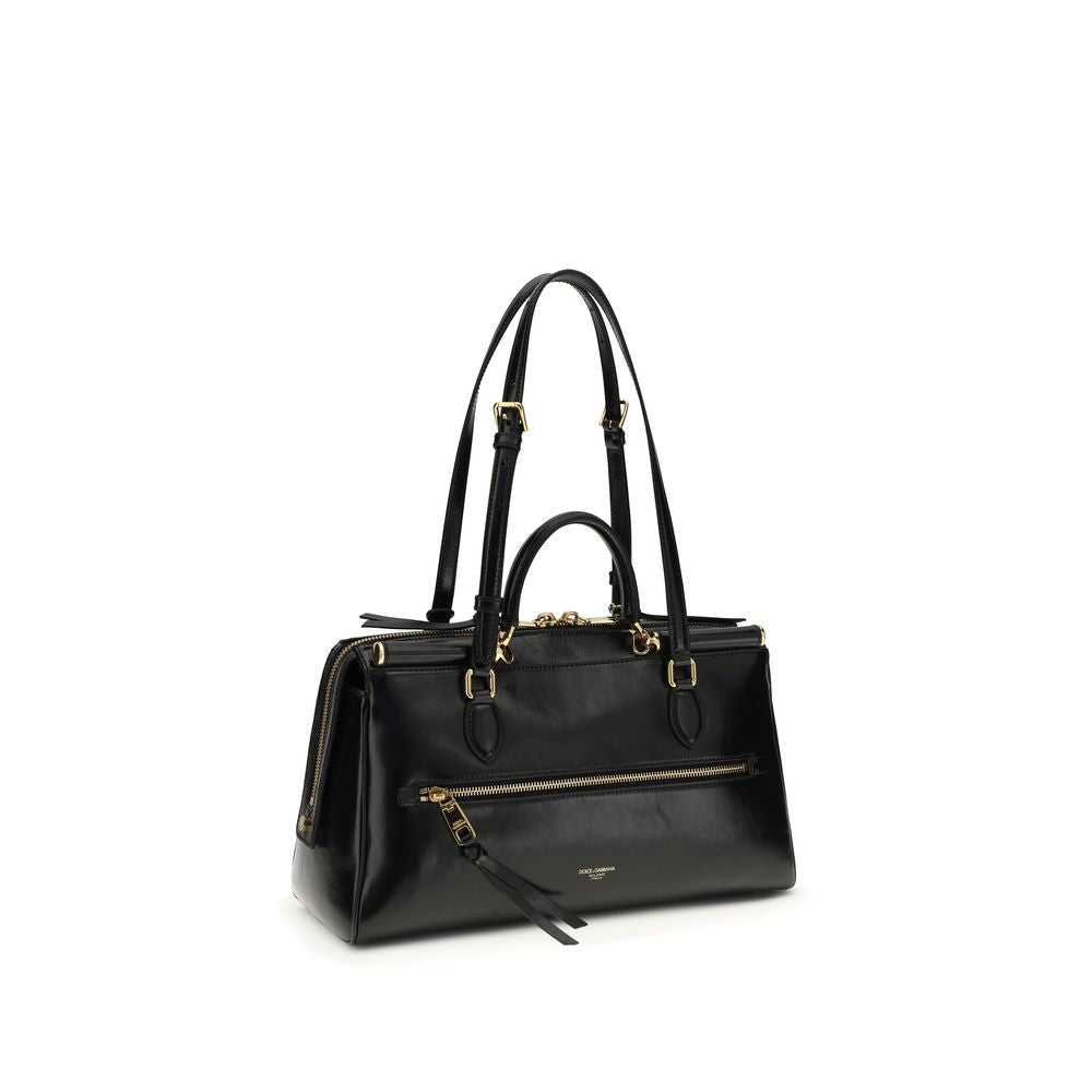 2026 New Arrival Dolce & Gabbana Black Calf Leather Bos Taurus Shoulder Bag