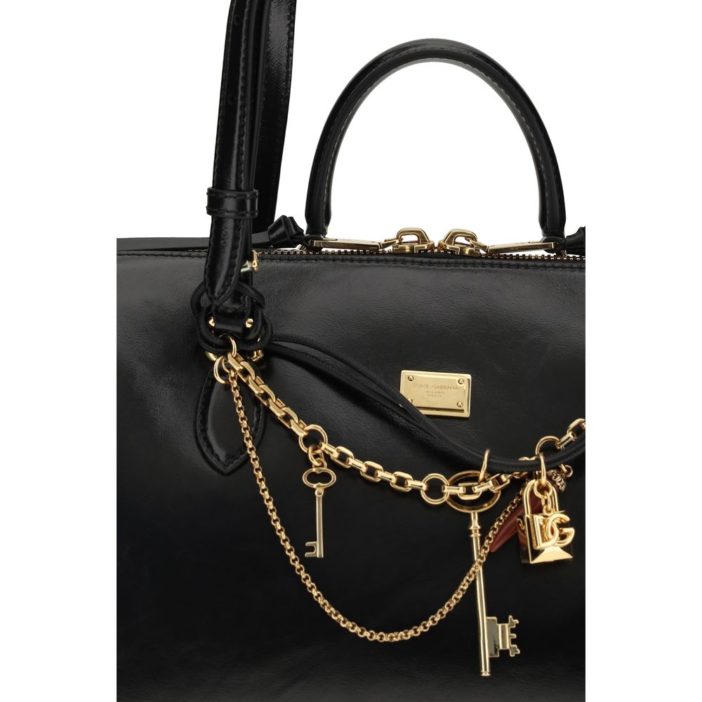 2026 New Arrival Dolce & Gabbana Black Calf Leather Bos Taurus Shoulder Bag