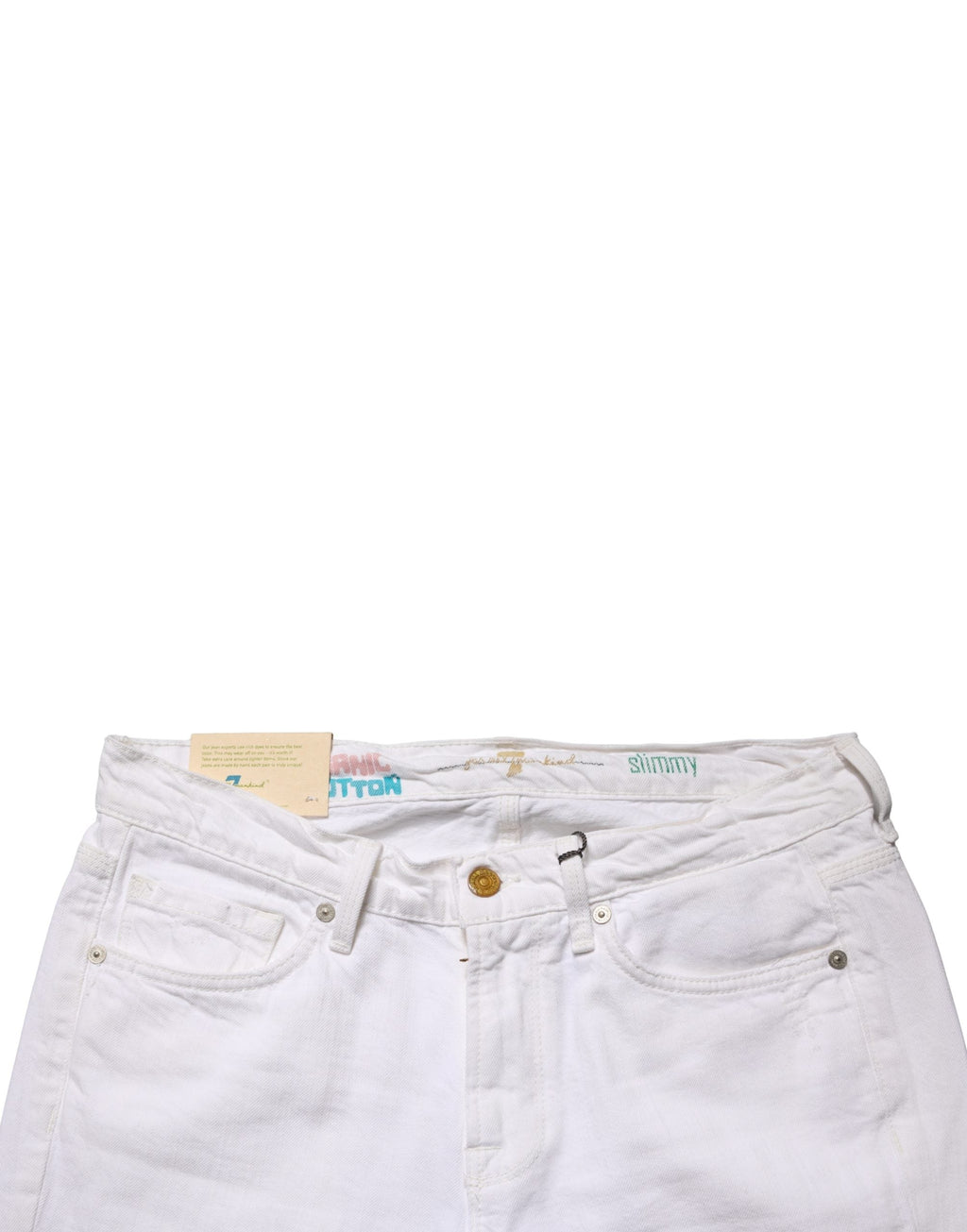 2026 New Arrival 7 For All Mankind White Mid Waisted Skinny Denim Trouser Jeans
