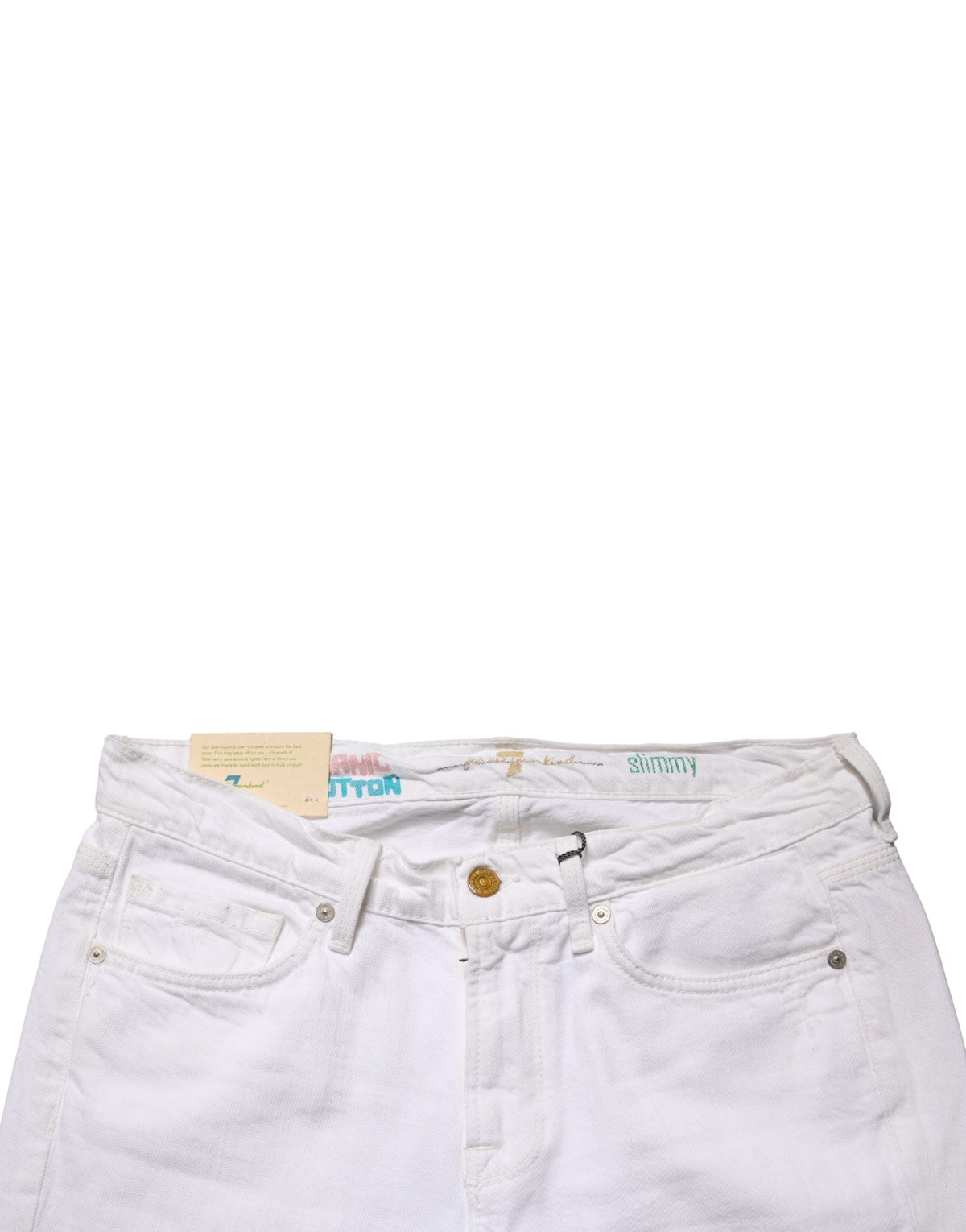 2026 New Arrival 7 For All Mankind White Mid Waisted Skinny Denim Trouser Jeans
