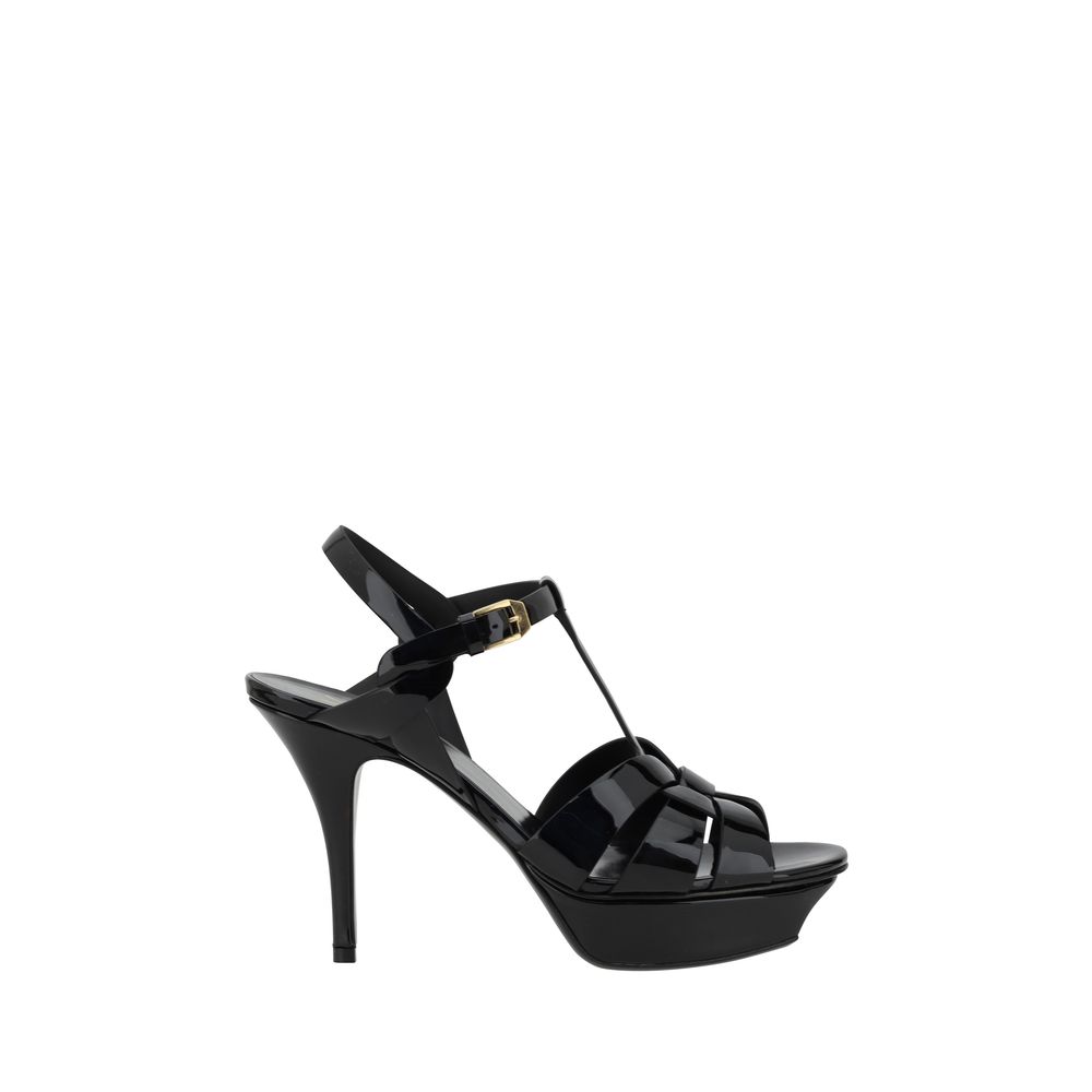 2026 New Arrival Saint Laurent Black Calf Leather Bos Taurus Stiletto Heel Sandals
