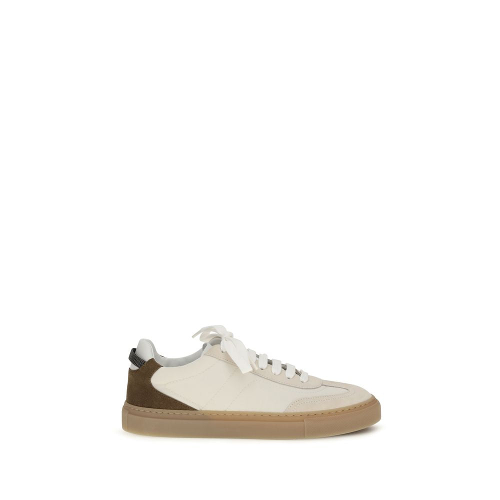 2026 New Arrival Brunello Cucinelli Beige Calf Leather Bos Taurus Low Top Sneakers