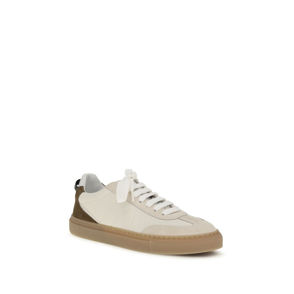 2026 New Arrival Brunello Cucinelli Beige Calf Leather Bos Taurus Low Top Sneakers