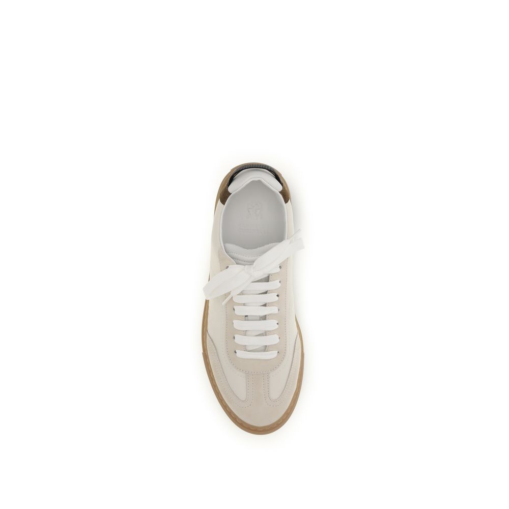 2026 New Arrival Brunello Cucinelli Beige Calf Leather Bos Taurus Low Top Sneakers