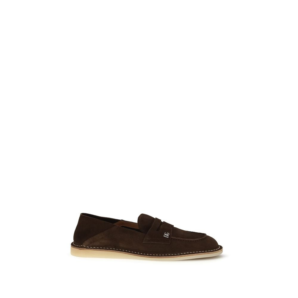 2026 New Arrival Dolce & Gabbana Brown Calf Leather Bos Taurus Slip-On Loafers