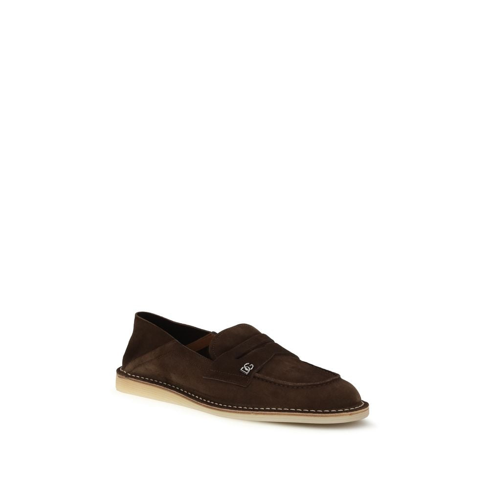 2026 New Arrival Dolce & Gabbana Brown Calf Leather Bos Taurus Slip-On Loafers
