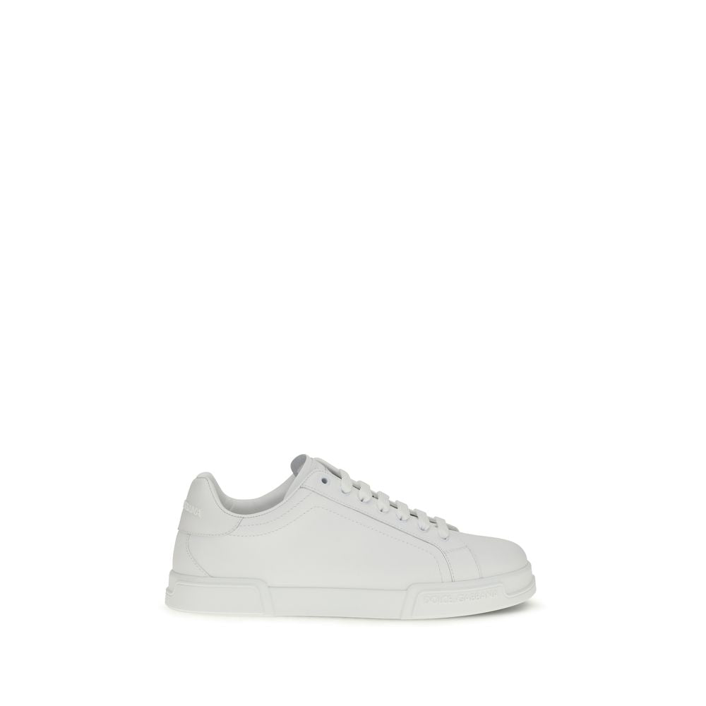 2026 New Arrival Dolce & Gabbana White Calf Leather Bos Taurus Low Top Sneakers