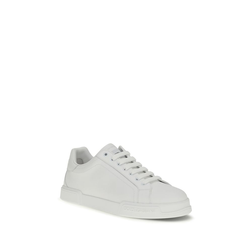 2026 New Arrival Dolce & Gabbana White Calf Leather Bos Taurus Low Top Sneakers