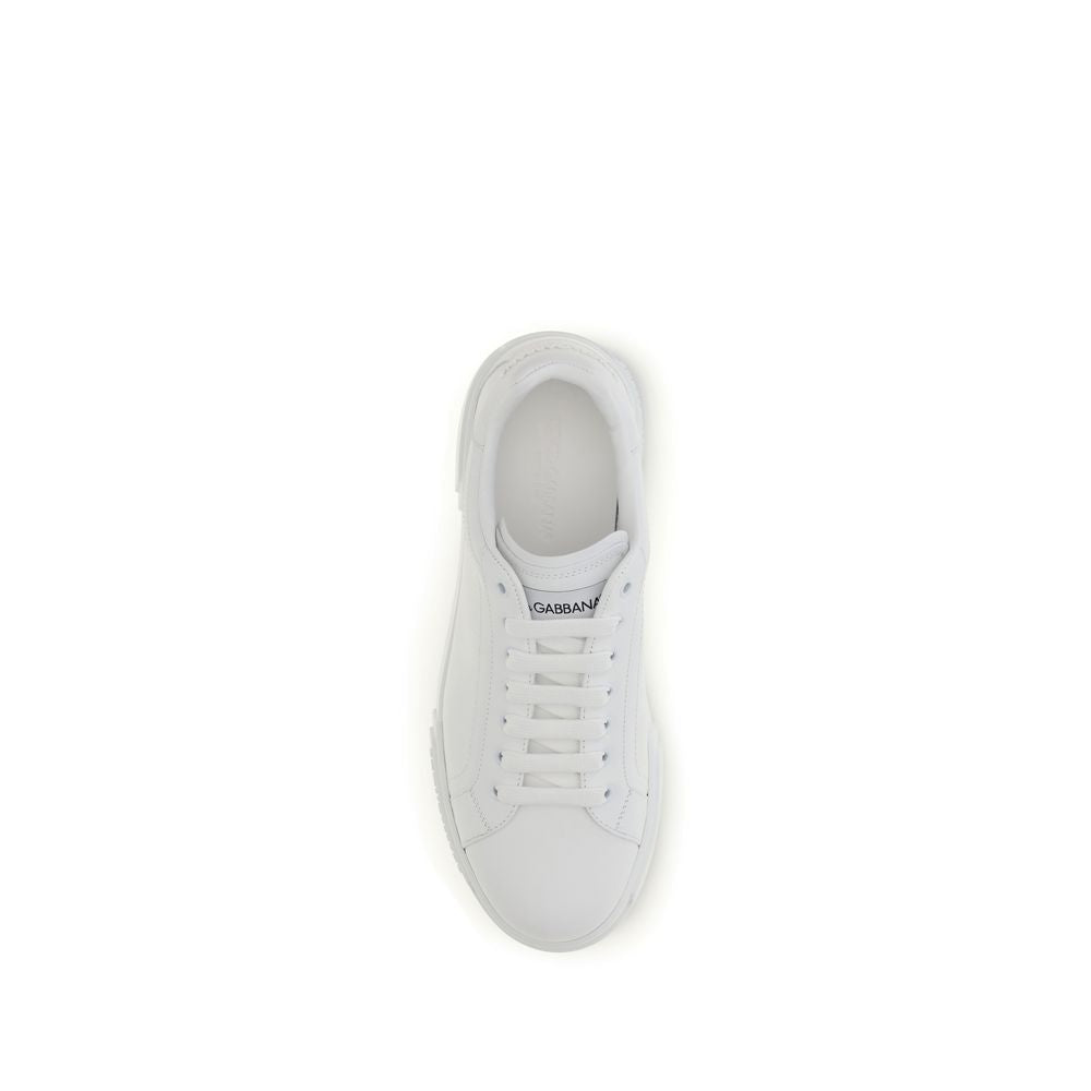2026 New Arrival Dolce & Gabbana White Calf Leather Bos Taurus Low Top Sneakers
