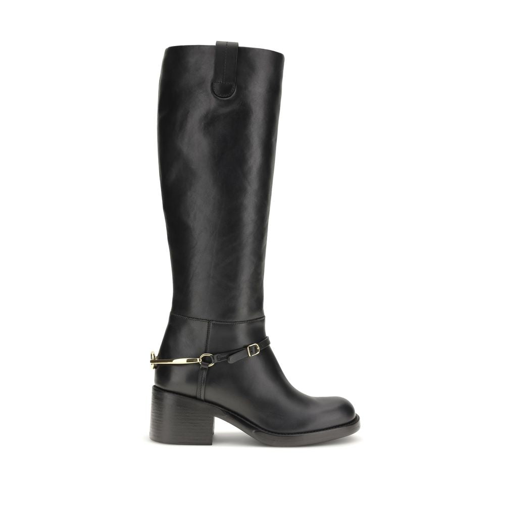 2026 New Arrival Chloé Black Calf Leather Bos Taurus Lace-Up Boots