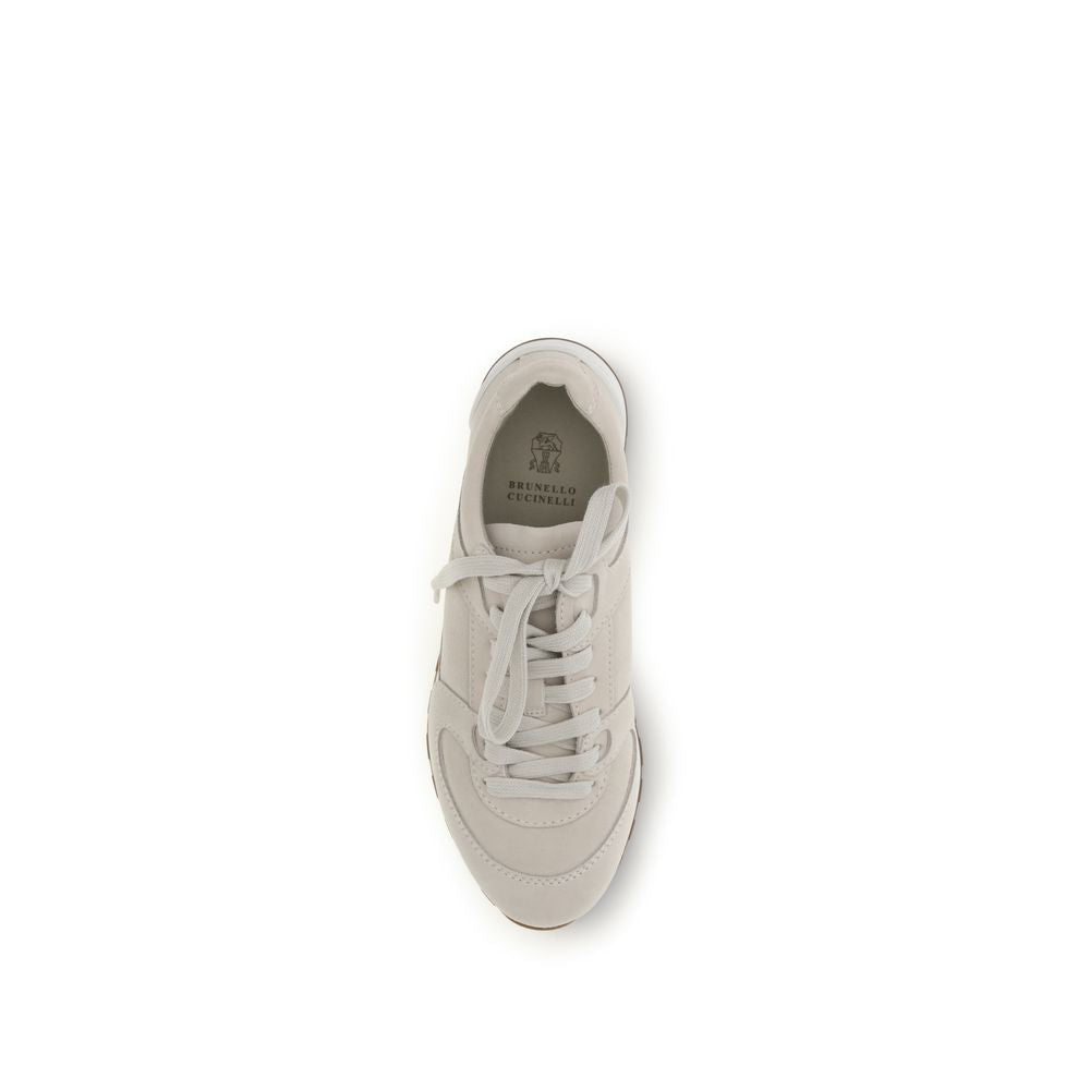 2026 New Arrival Brunello Cucinelli Beige Calf Leather Bos Taurus Low Top Sneakers