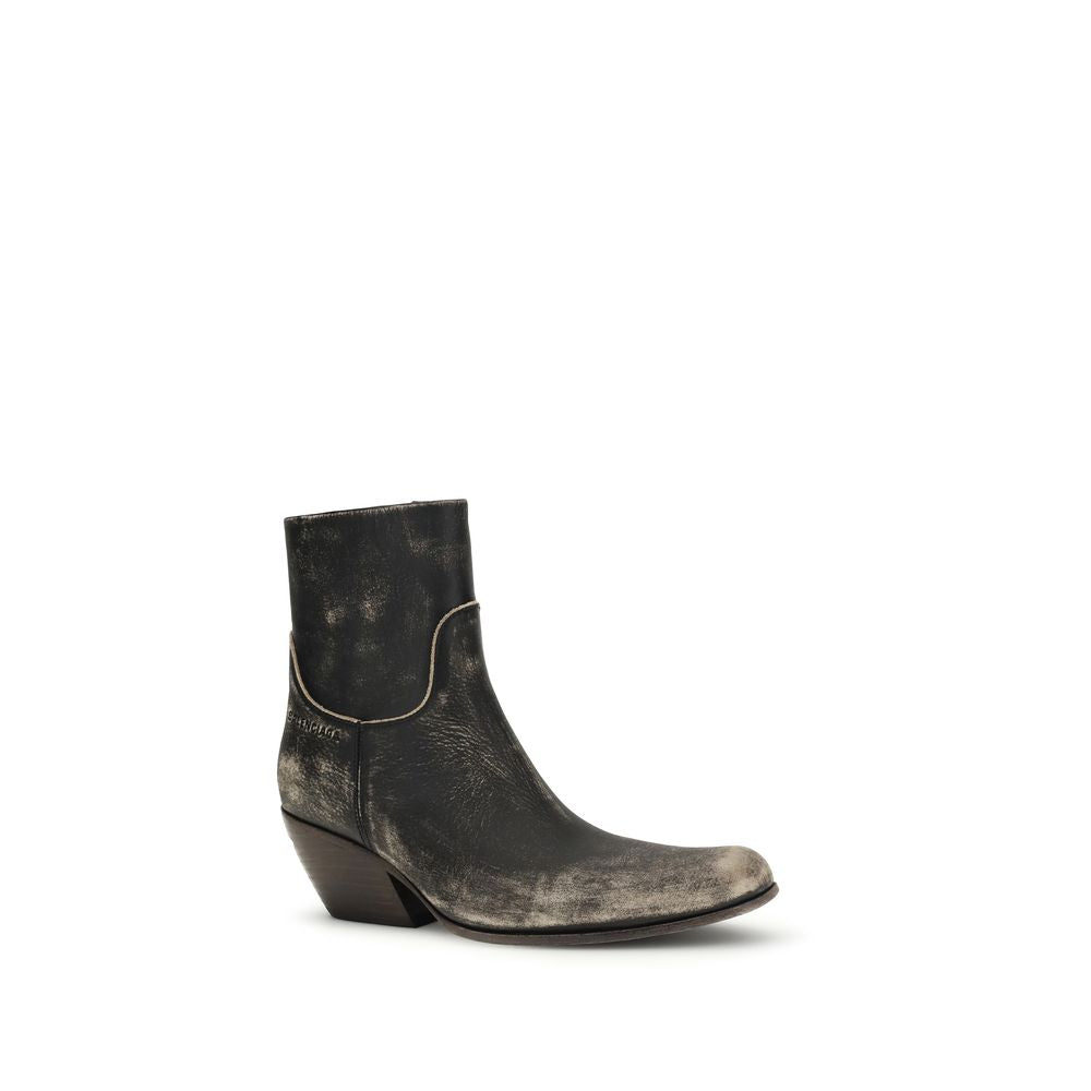 2026 New Arrival Balenciaga Black Calf Leather Bos Taurus Ankle Boots