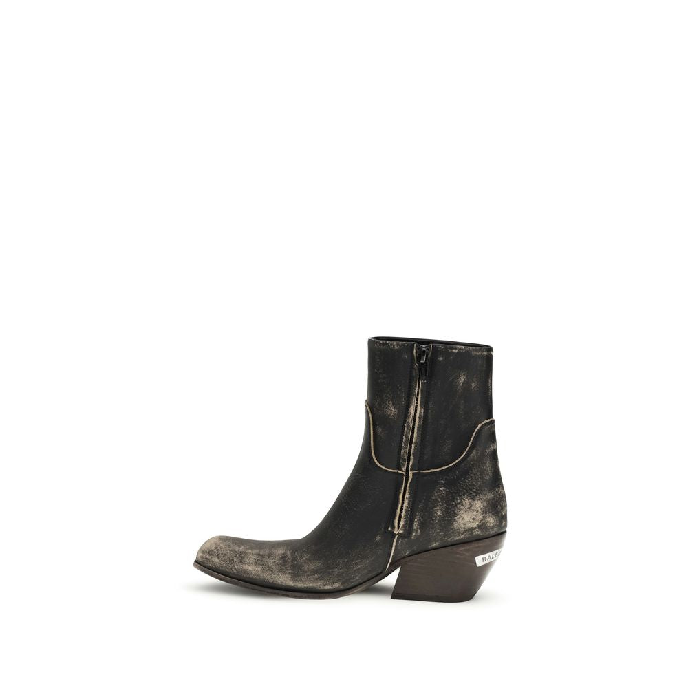 2026 New Arrival Balenciaga Black Calf Leather Bos Taurus Ankle Boots