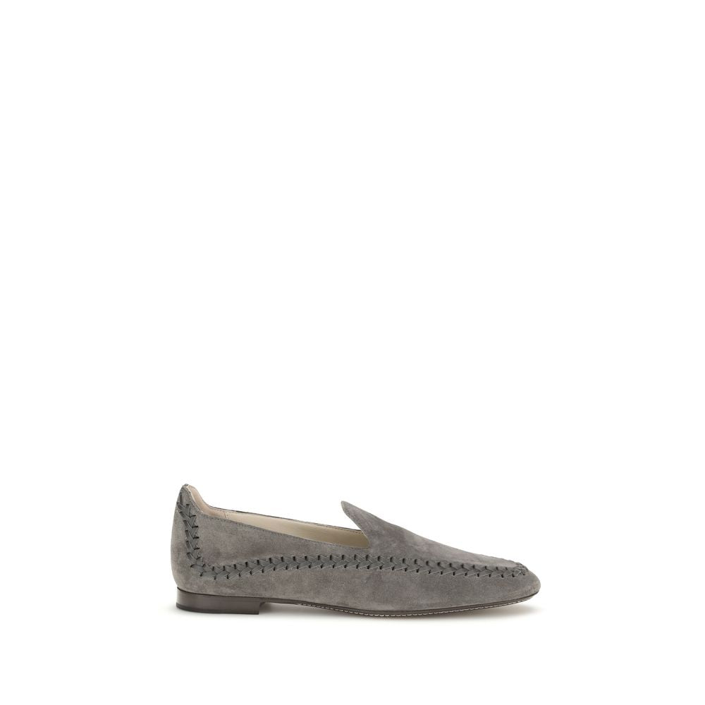 2026 New Arrival Giorgio Armani Gray Calf Leather Bos Taurus Slip-On Loafers