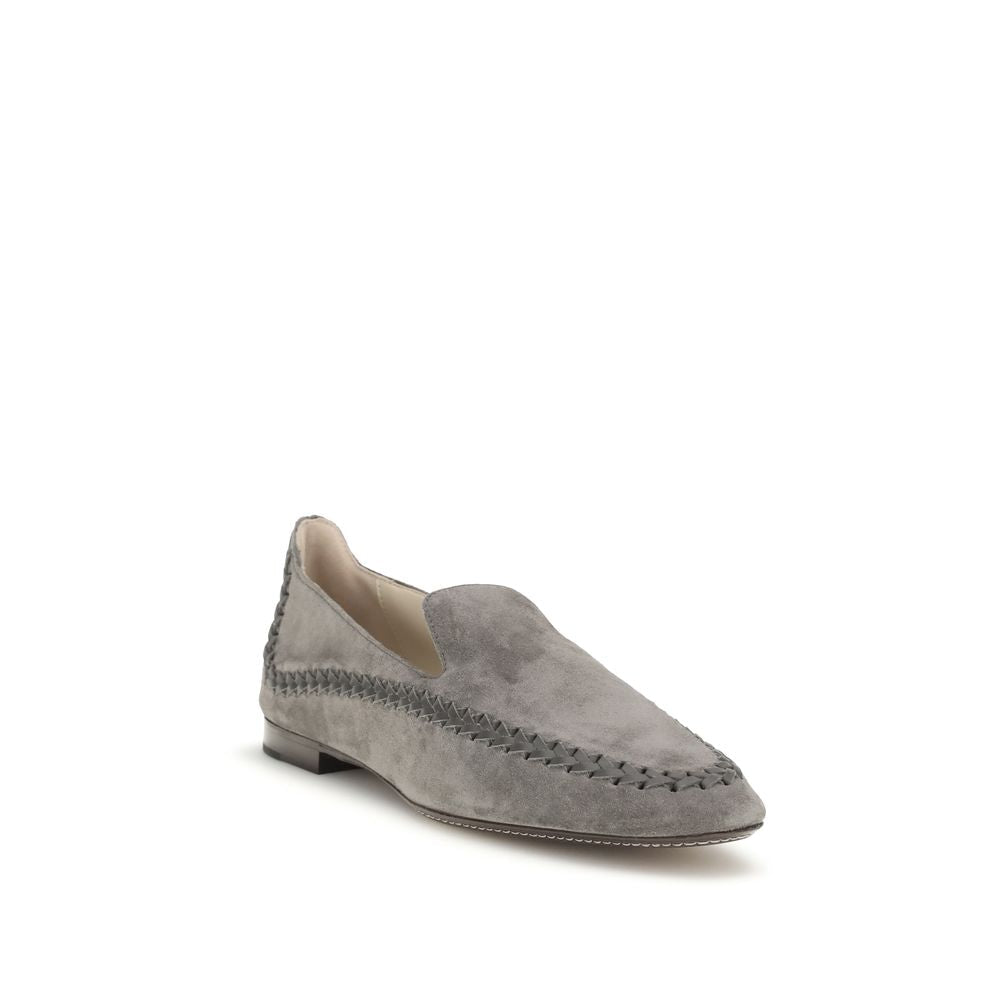 2026 New Arrival Giorgio Armani Gray Calf Leather Bos Taurus Slip-On Loafers