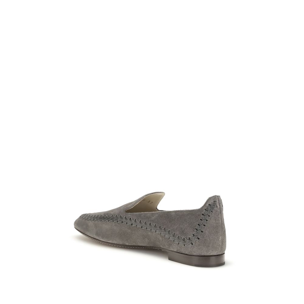 2026 New Arrival Giorgio Armani Gray Calf Leather Bos Taurus Slip-On Loafers