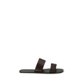 2026 New Arrival Saint Laurent Brown Calf Leather Bos Taurus Flat Sandals