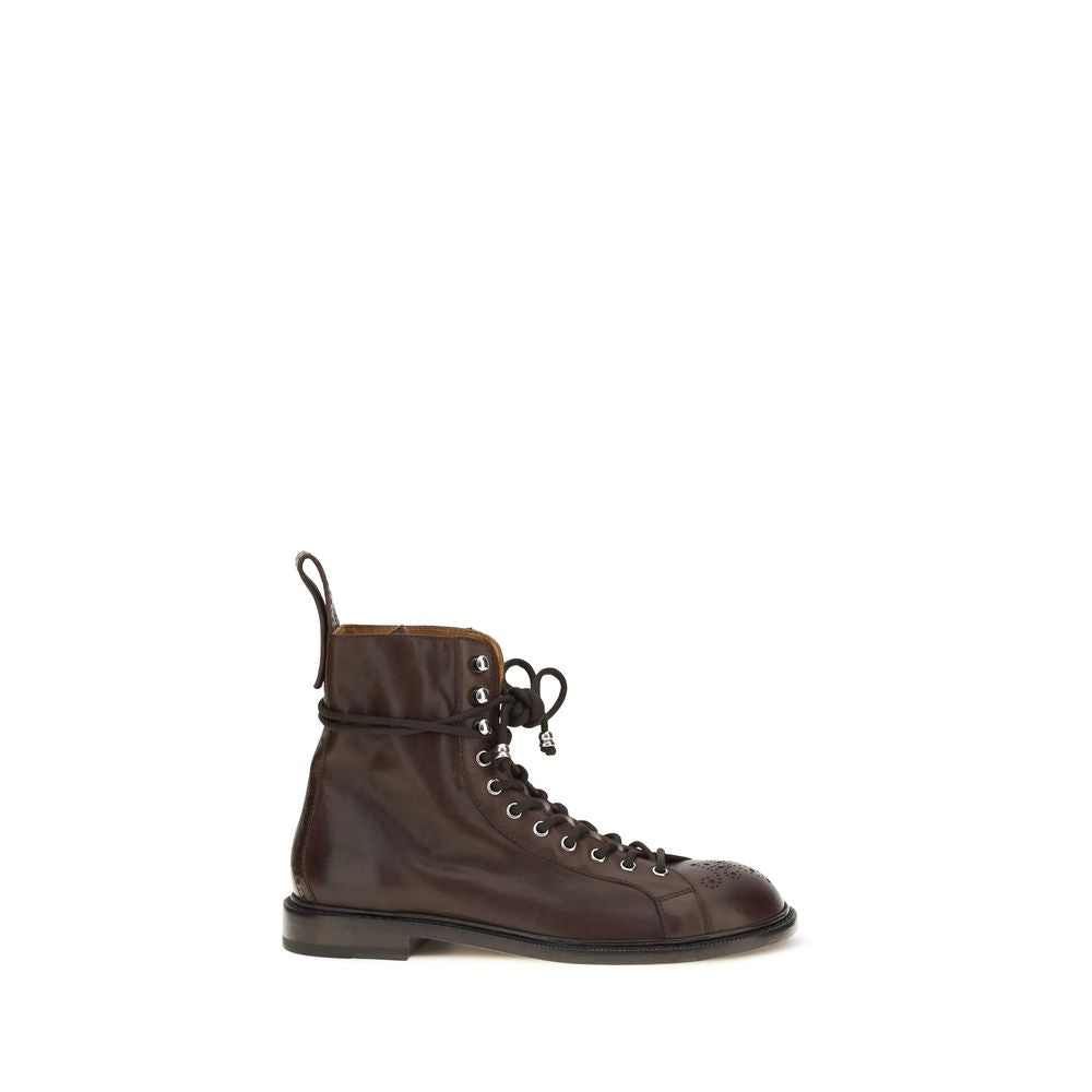 2026 New Arrival Versace Brown Calf Leather Bos Taurus Lace-Up Boots