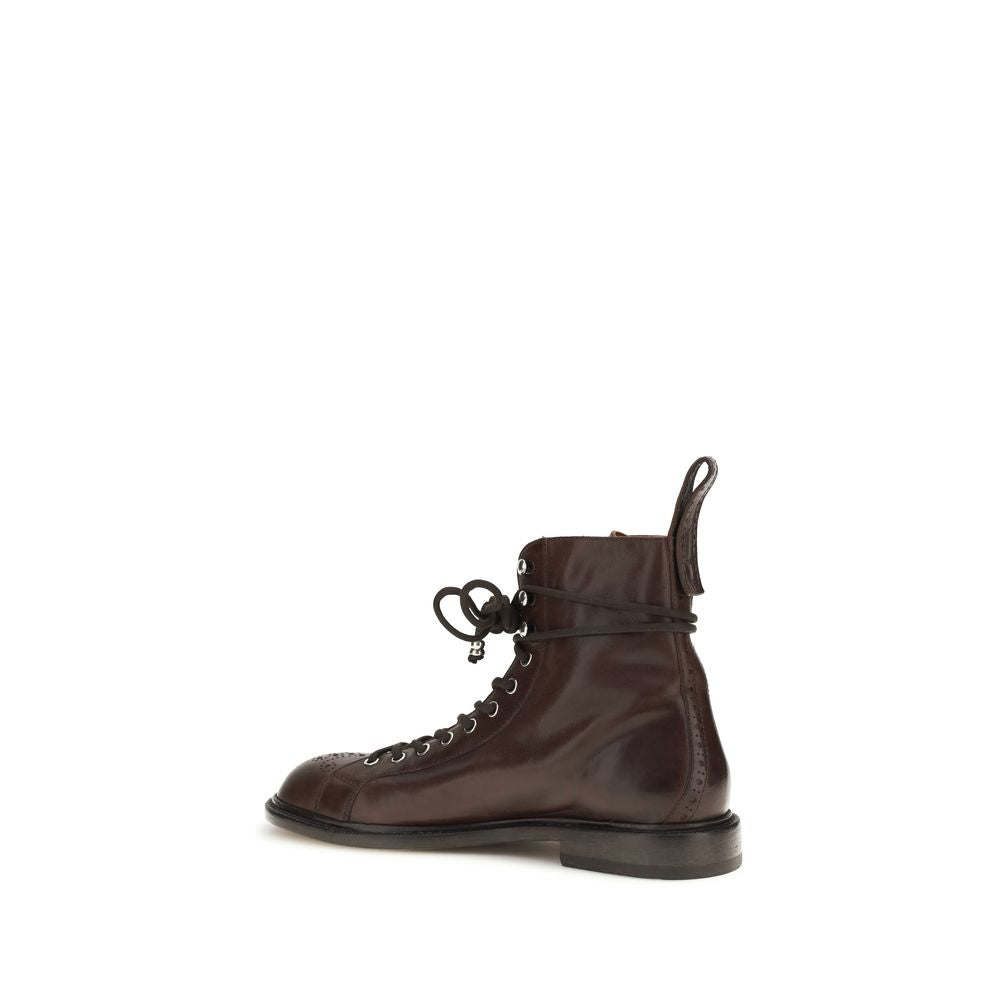 2026 New Arrival Versace Brown Calf Leather Bos Taurus Lace-Up Boots
