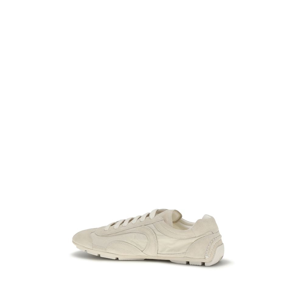 2026 New Arrival Prada Beige Calf Leather Bos Taurus Sneakers