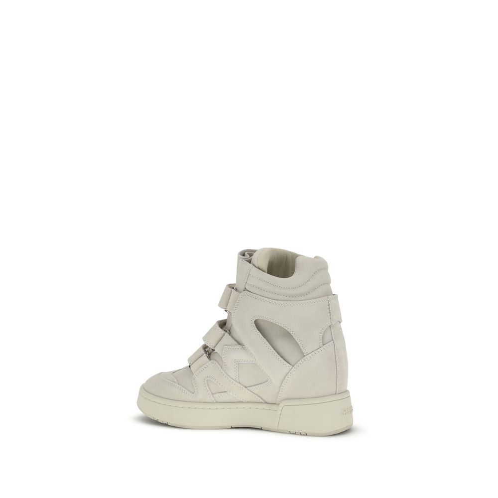2026 New Arrival Isabel Marant Beige Calf Leather Bos Taurus Platform Sneakers