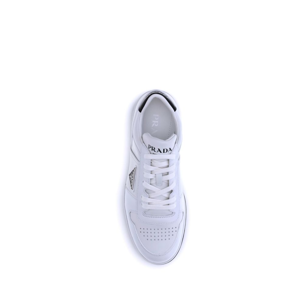 2026 New Arrival Prada White Calf Leather Bos Taurus Low Top Sneakers
